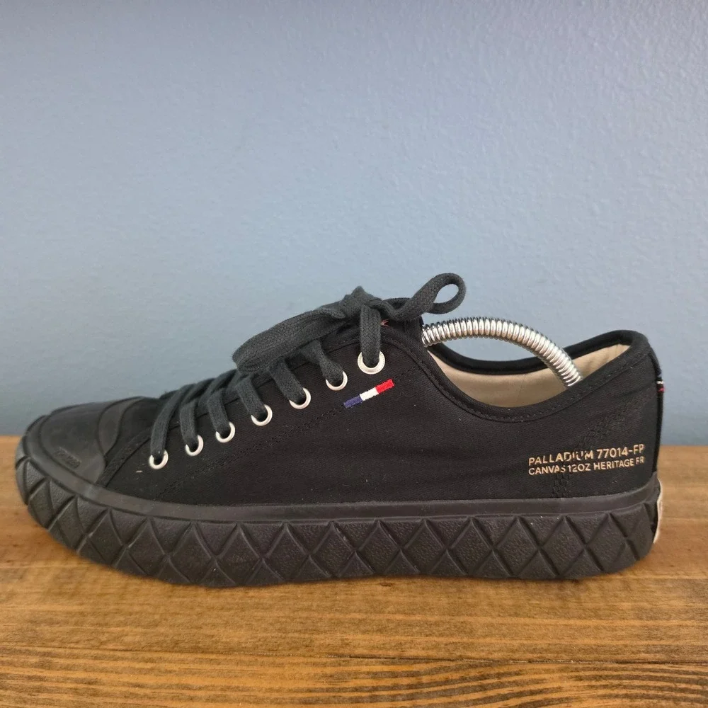 Palladium Mens Palla Ace Lo Canvas Sneaker Black Yellow 77014-FP Size 9.5 - Picture 9 of 10